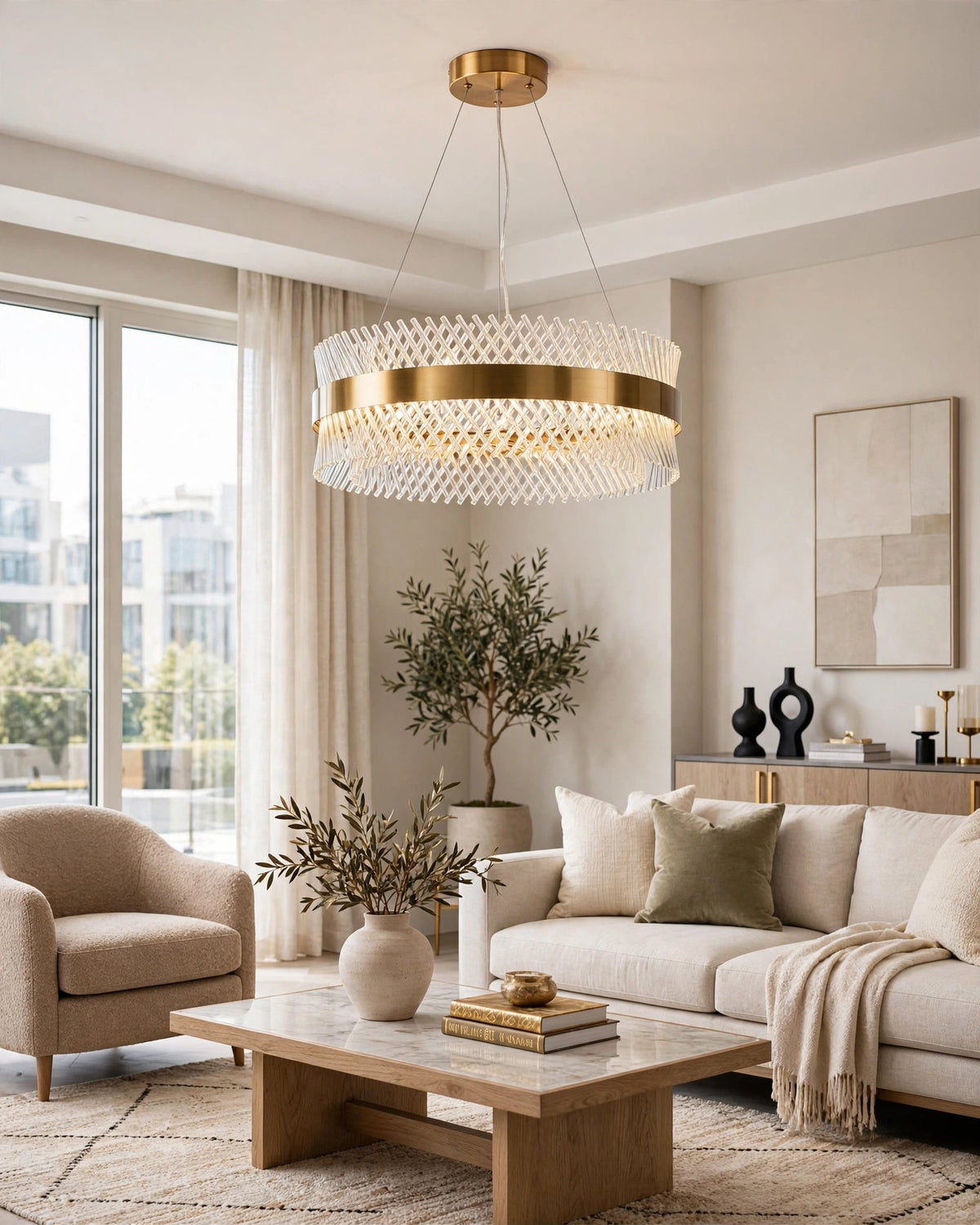 (TLD) Modern crystal ring  luxury gold chandelier - 800 MM