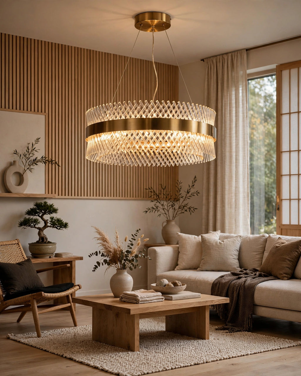 (TLD) Modern crystal ring  luxury gold chandelier - 800 MM