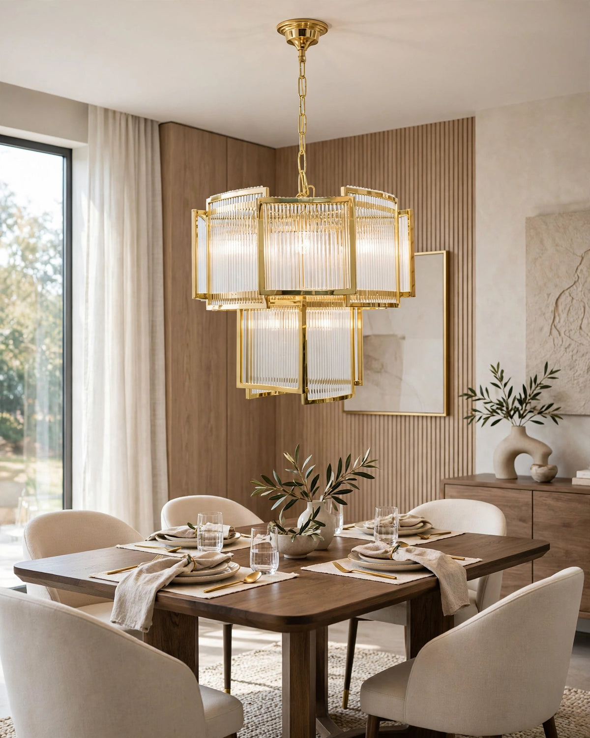 (TLD) Morden Prism Grand Chandelier – Layered Glass Rod Luxury