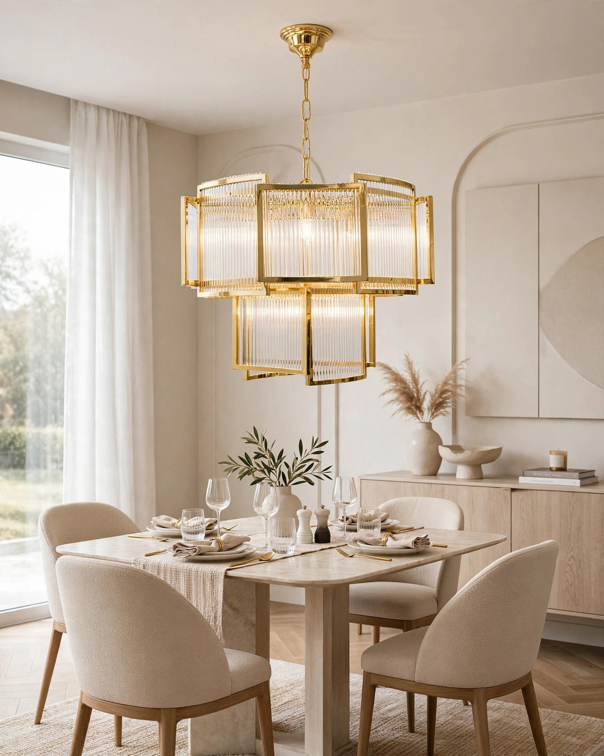 (TLD) Morden Prism Grand Chandelier – Layered Glass Rod Luxury