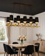 (TLD) NOIR GRAND 10-Light Linear Chandelier - Black & Gold