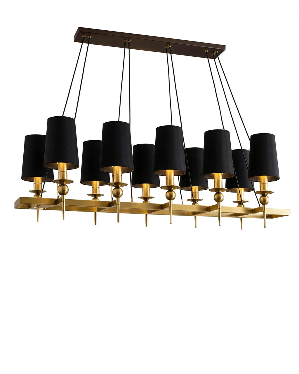 (TLD) NOIR GRAND 10-Light Linear Chandelier - Black & Gold