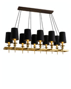 (TLD) NOIR GRAND 10-Light Linear Chandelier - Black & Gold