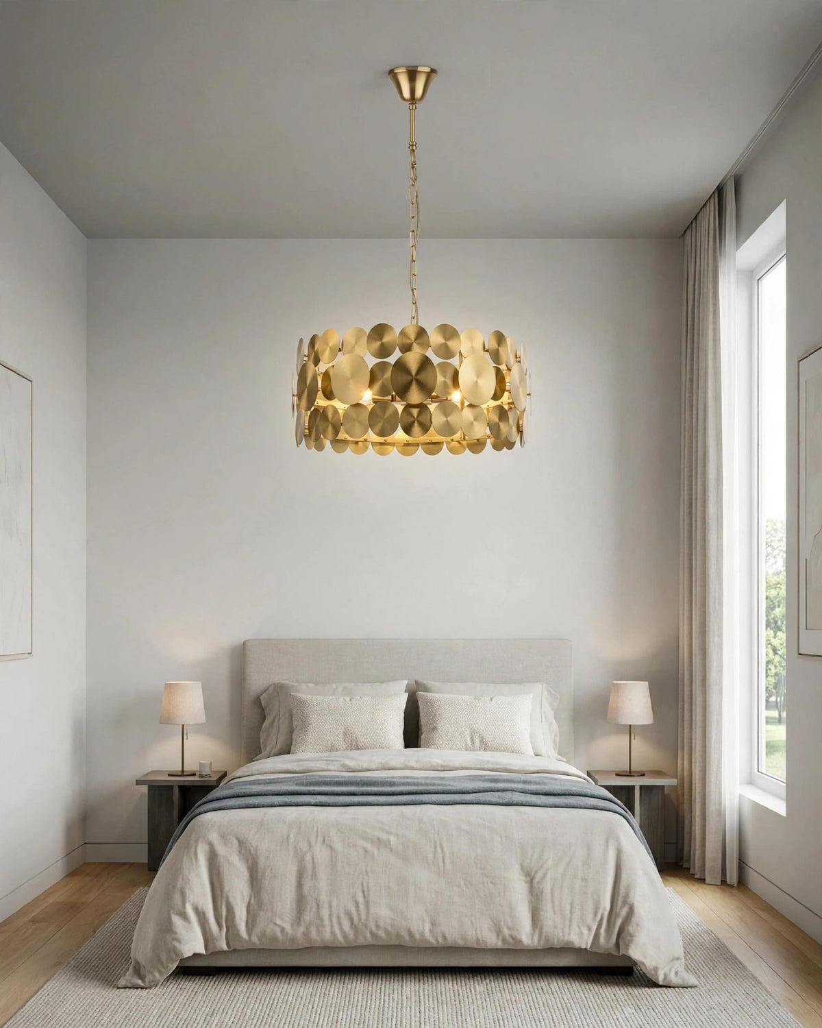 (TLD) 400 mm Golden Circular Plates Modern Chandelier