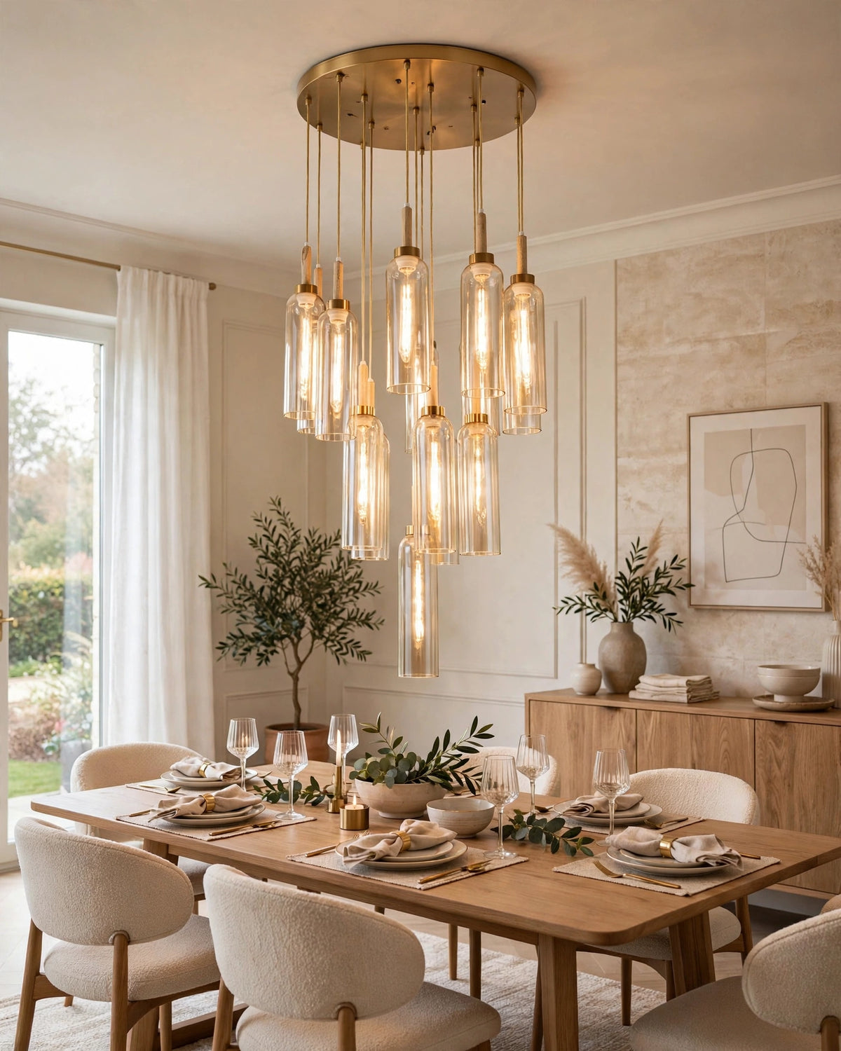 (TLD) Tiered Tube Chandelier - Smoke - 10 Lights
