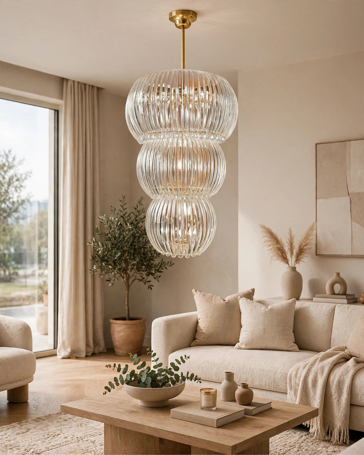 (TLD) Luxury Modern Crystal Double Height Chandelier