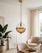 TLD Glass Globe Metal Hanging Pendant Light