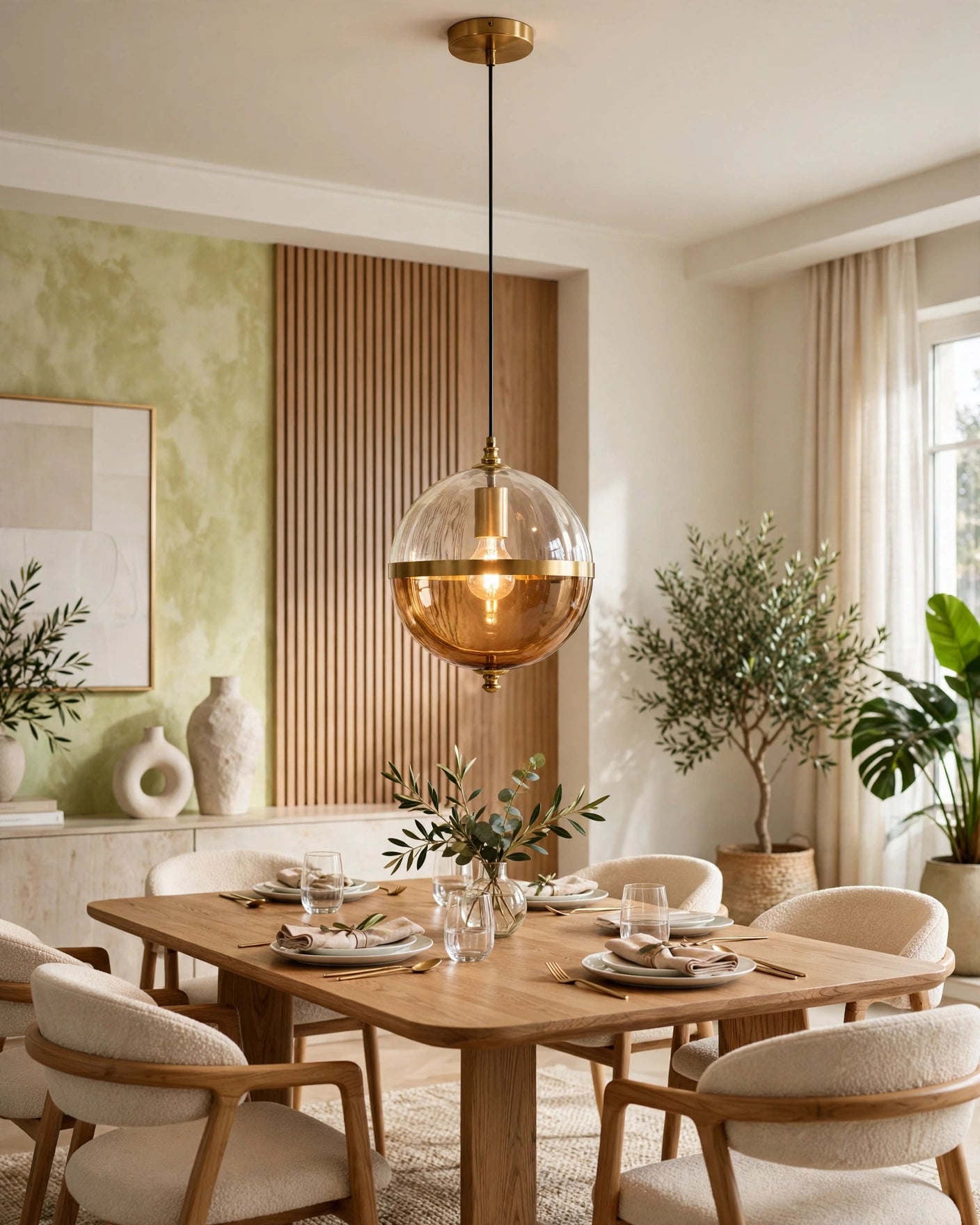 TLD Glass Globe Metal Hanging Pendant Light