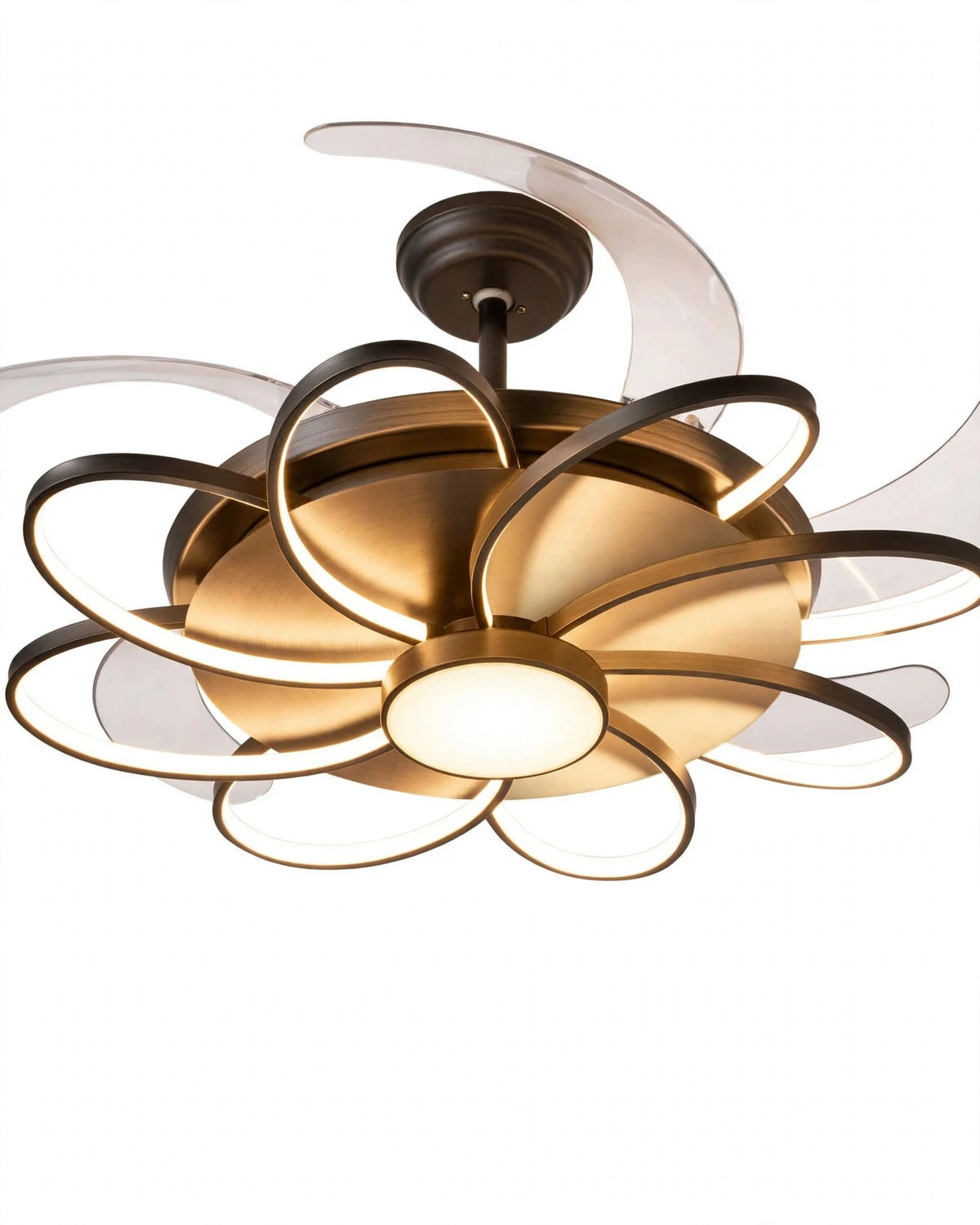 (TLD) Floraglow Retractable Ceiling Fan + Chandelier Light (with Remote Control)