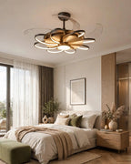 (TLD) Floraglow Retractable Ceiling Fan + Chandelier Light (with Remote Control)
