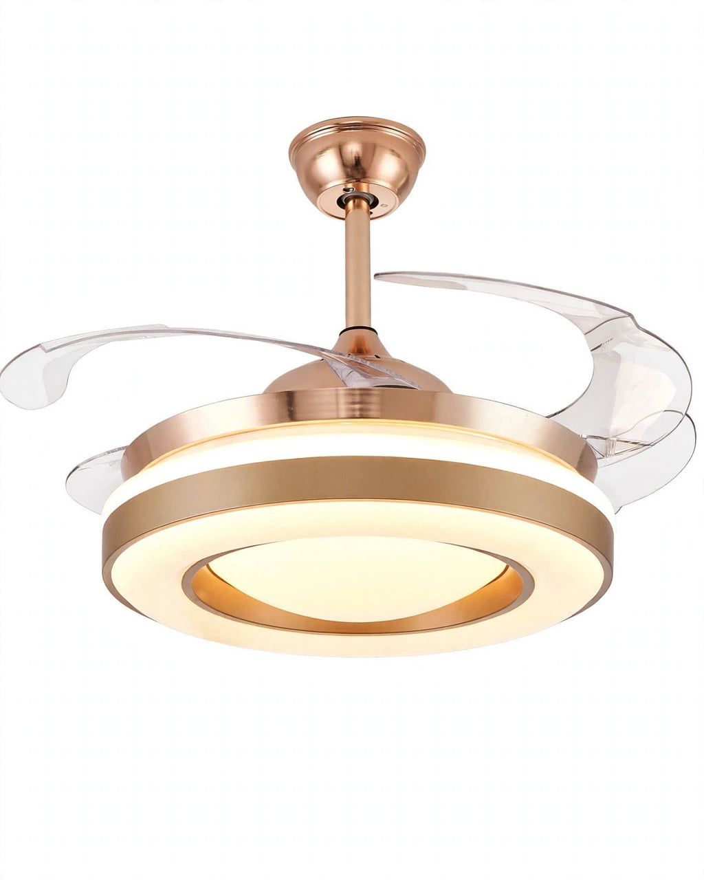 (TLD) Aura Ring LED Retractable Ceiling Fan + Chandelier Light (with Remote Control)