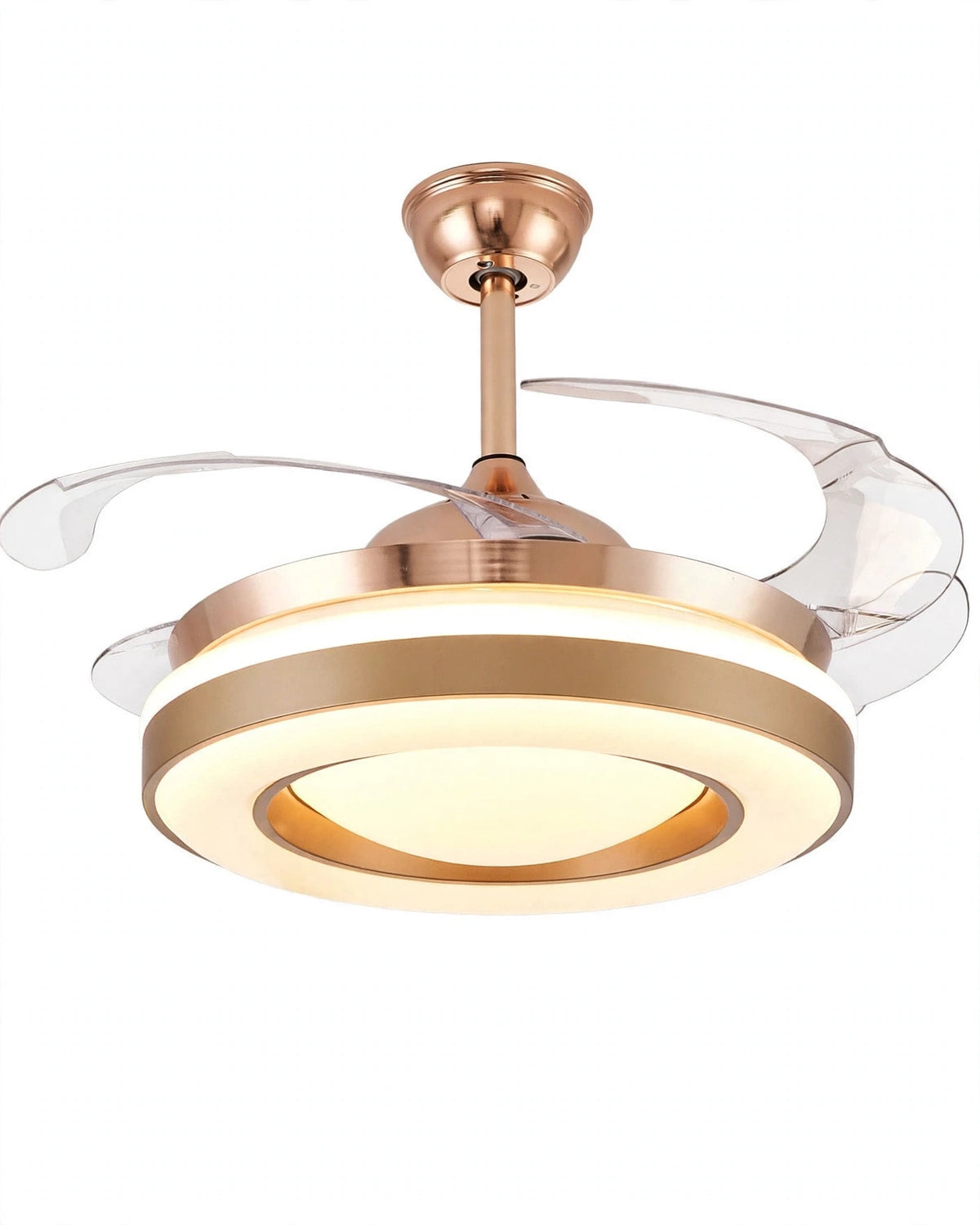 (TLD) Aura Ring LED Retractable Ceiling Fan + Chandelier Light (with Remote Control)
