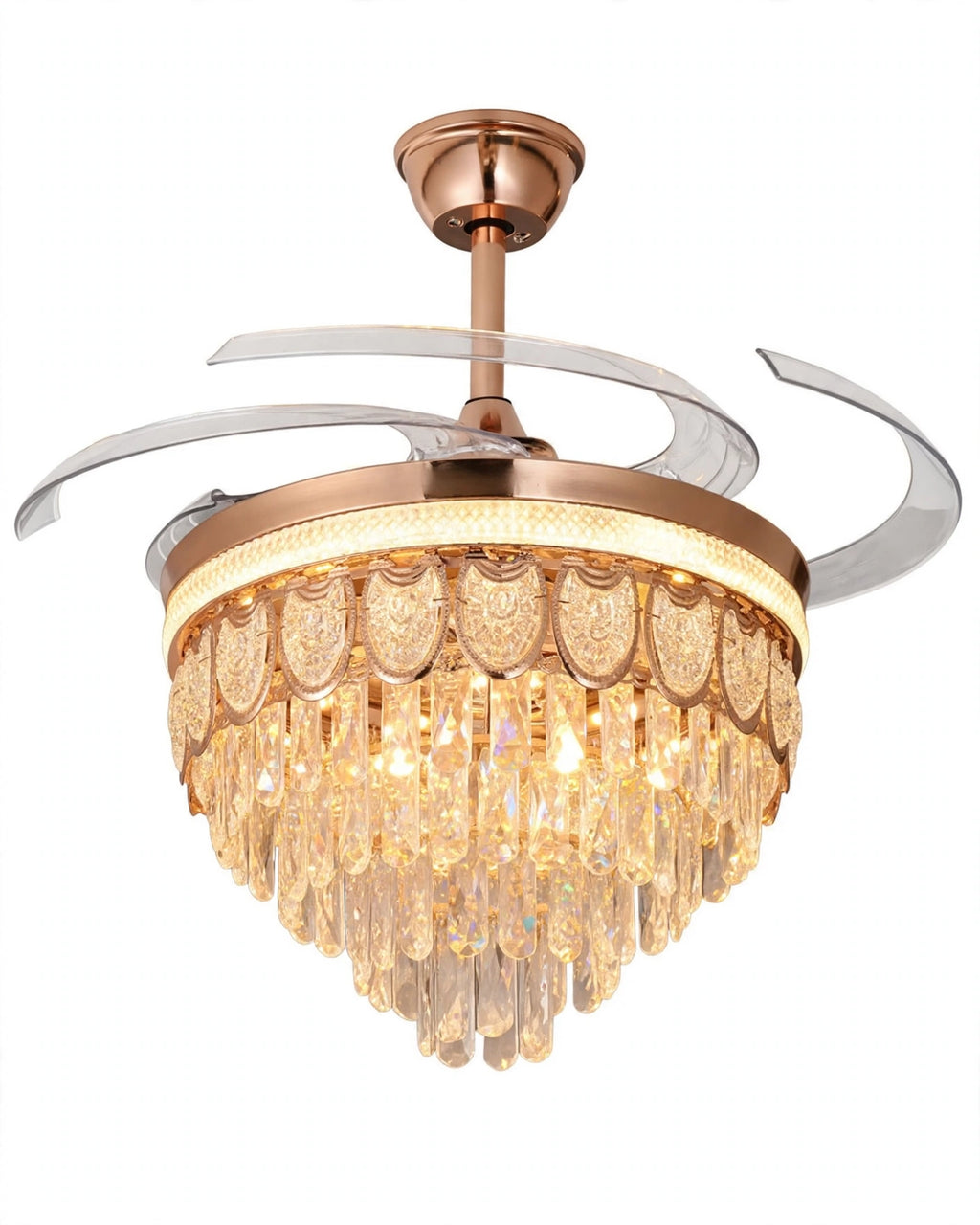 (TLD) Imperial Drop Retractable Ceiling Fan + Chandelier Light (with Remote Control)