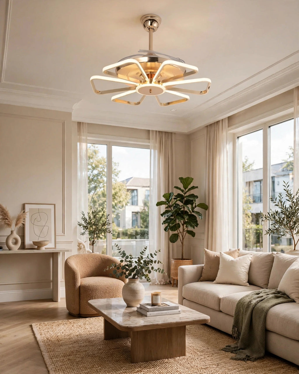 (TLD) Golden Spider Ray Retractable Fan Chandelier