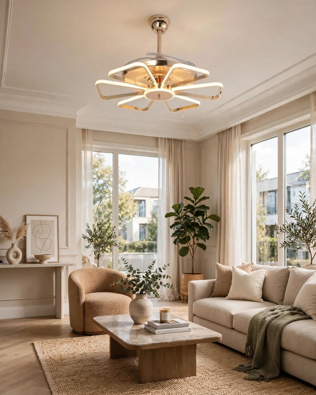 (TLD) Golden Spider Ray Retractable Fan Chandelier