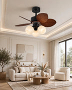 (TLD) Tropical Palm Retractable Ceiling Fan + Chandelier Light (with Remote Control)