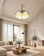 (TLD) Opulent Crystal Retractable Ceiling Fan + Chandelier Light (with Remote Control)