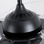 (TLD) Matte Black Retractable Ceiling Fan + Chandelier Light (with Remote Control)