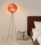(TLD) Aurora Amber Tripod Floor Lamp in Metal & Glass for
