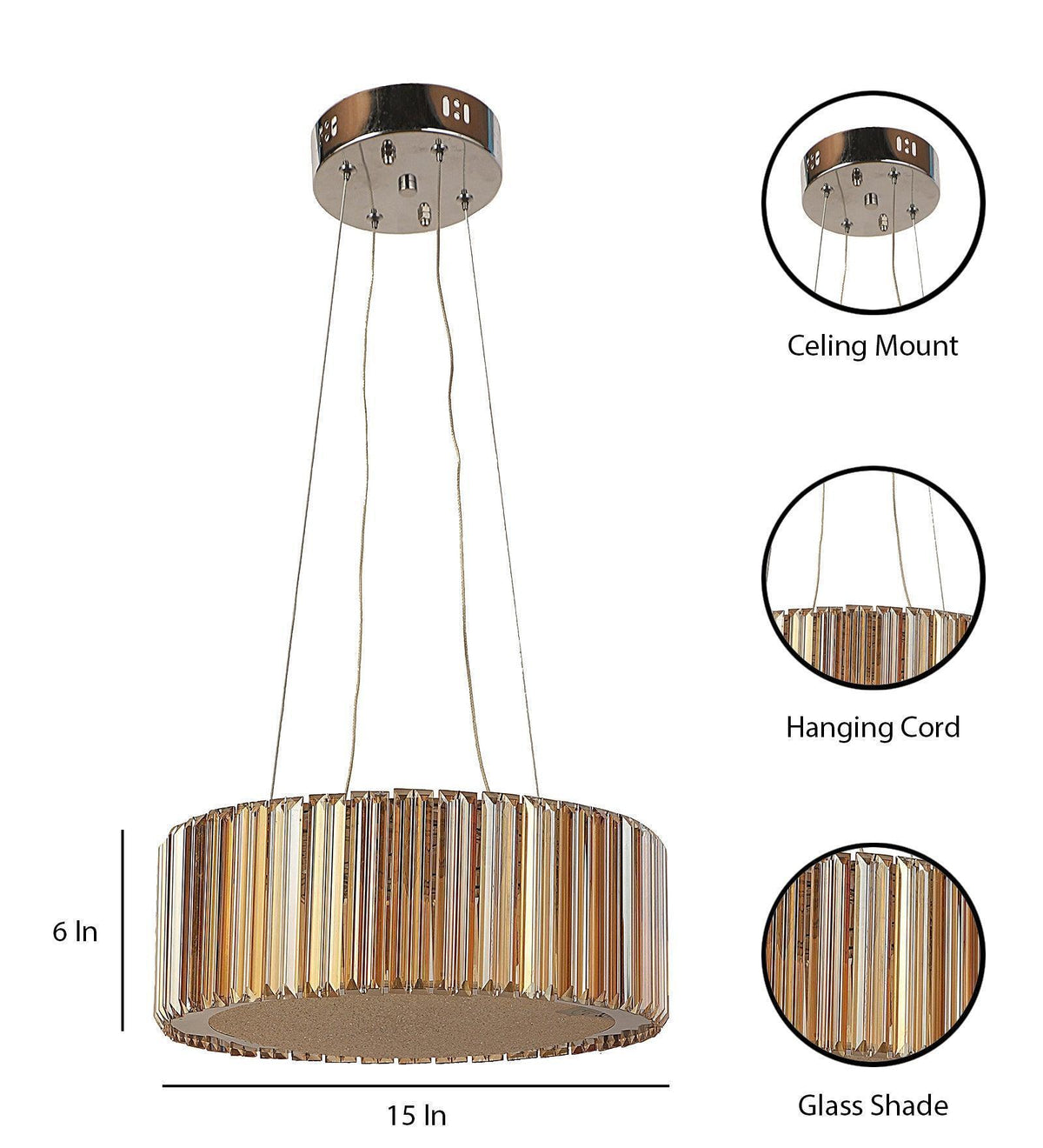 (TLD) Crystal Round Pendant Chandelier - 500 MM