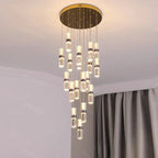 (TLD) Modern Bamboo Crystal Staircase Long Chandelier 16 lighst