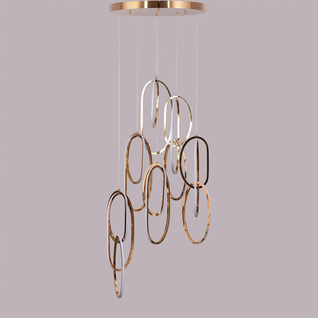 (TLD) Modern 8-Light Looping LED Duplex Chandelier (Gold/Rose Gold Finish)