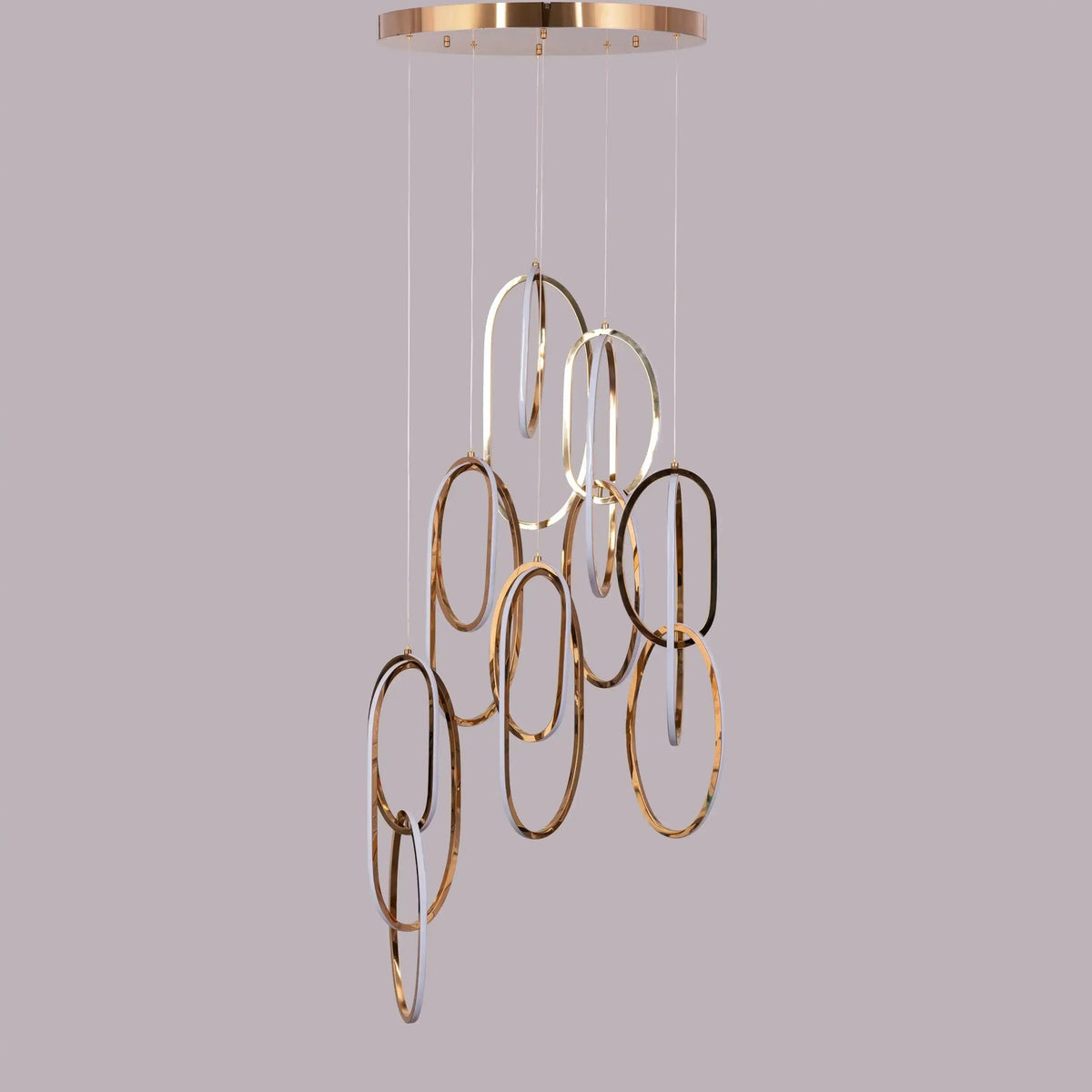 (TLD) Modern 8-Light Looping LED Duplex Chandelier (Gold/Rose Gold Finish)