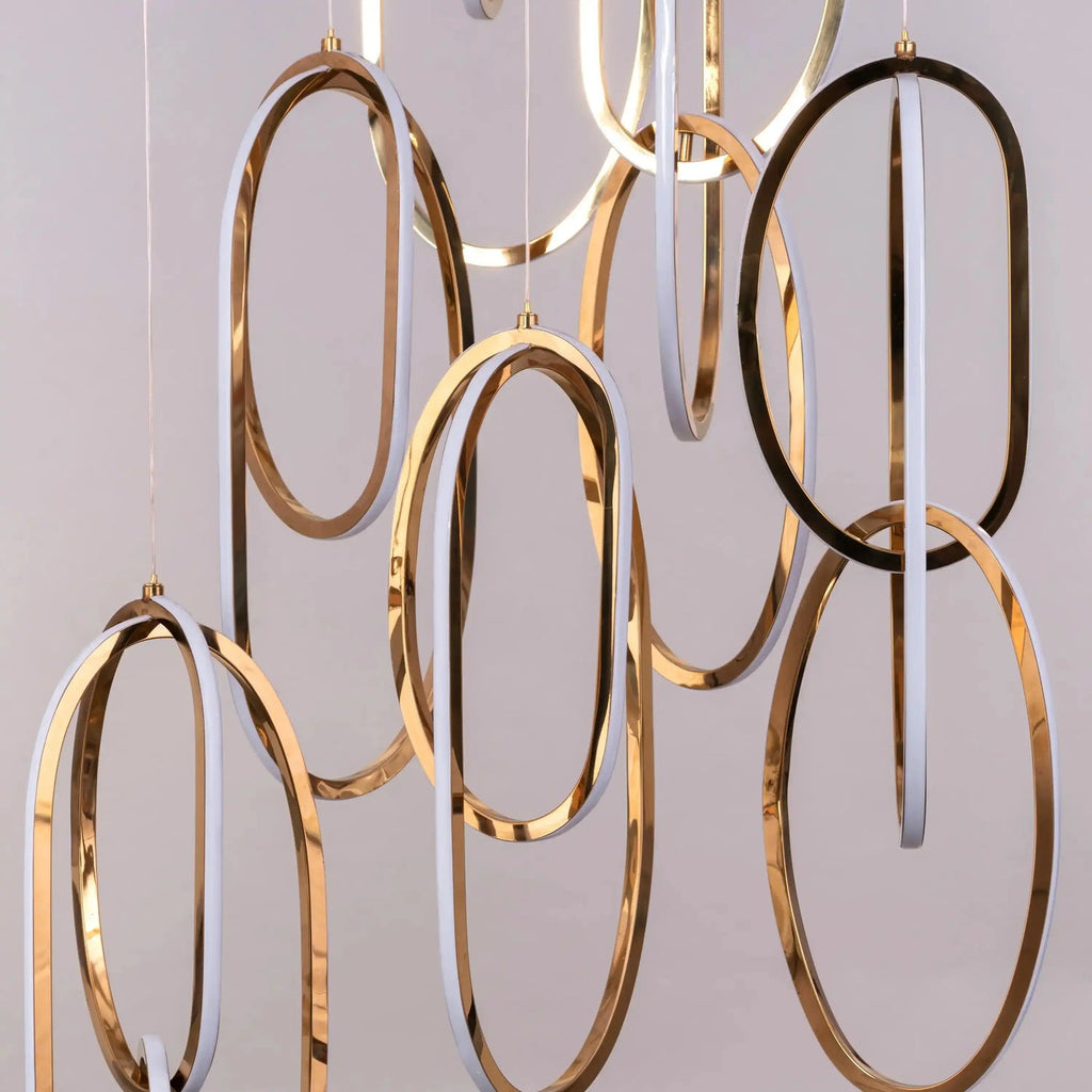 (TLD) Modern 8-Light Looping LED Duplex Chandelier (Gold/Rose Gold Finish)
