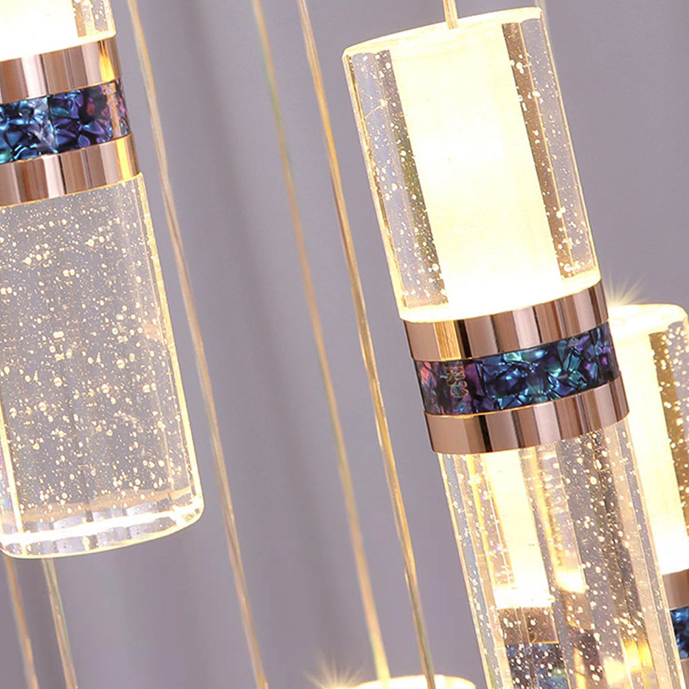 (TLD) Modern Bamboo Crystal Staircase Long Chandelier 16 lighst