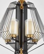 (TLD) DIAMOND 5-Light Geometric Cage Chandelier - Black & Gold with Frosted Glass