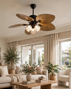 (TLD) Balinese Style Tropical Palm Leaf Ceiling Fan with 3 Lights