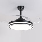 (TLD) Matte Black Retractable Ceiling Fan + Chandelier Light (with Remote Control)