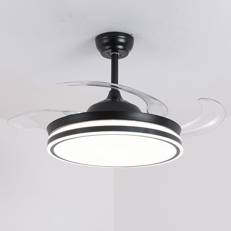 (TLD) Matte Black Retractable Ceiling Fan + Chandelier Light (with Remote Control)