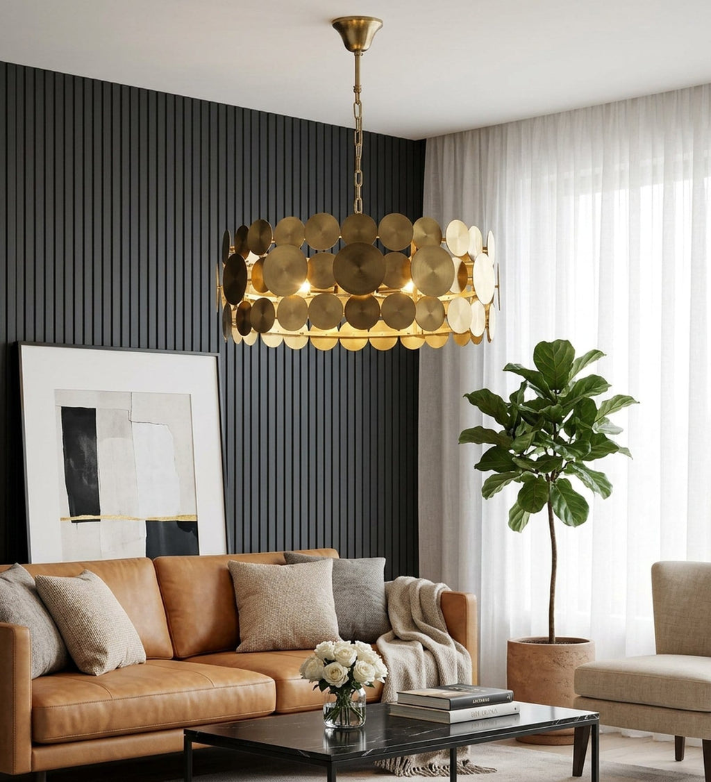 (TLD) 600 mm Golden Circular Plates Modern Chandelier