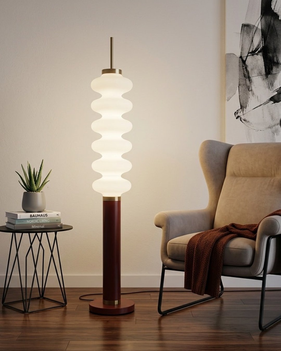 (TLD) Vienna Ripple LED Column Floor Lamp Acrylic Shade