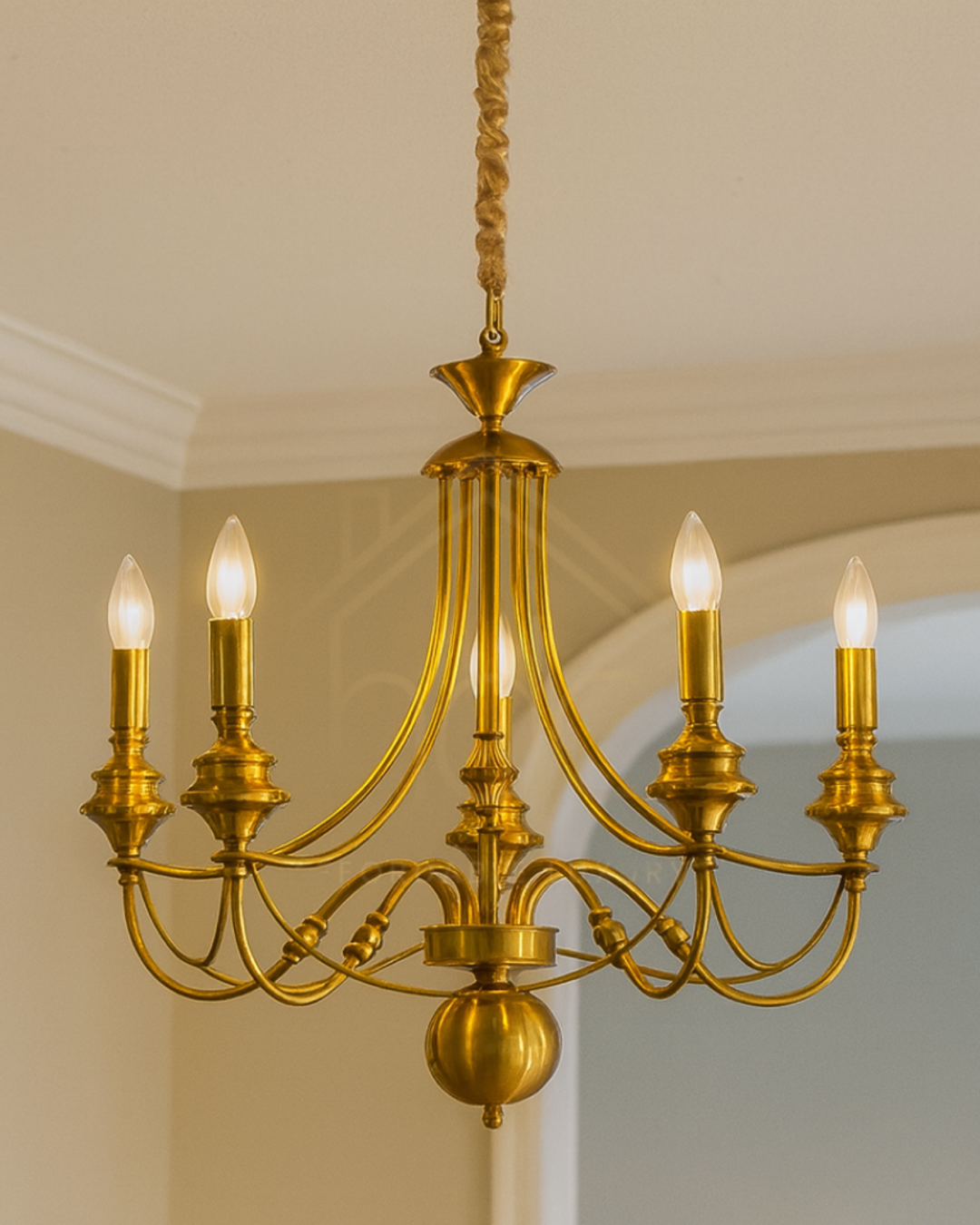 (TLD) 6 Light Gold Metal Italian Chandelier Ceiling Lights Hanging - Warm White